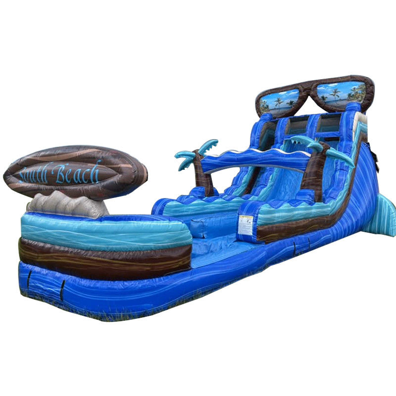 Preparatevi a fare uno spruzzo 40ft gonfiabile scivolo d'acqua con piscina e enorme tavola da surf