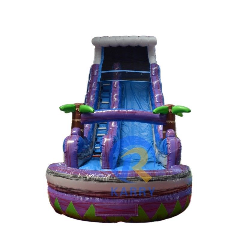 Slide d'acqua gonfiabile in PVC colorato personalizzato con piscina per il divertimento estivo