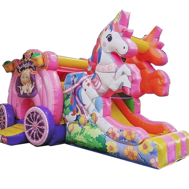 Via di spedizione via mare via aerea Express Rainbow Unicorn Bouncy Bouncer gonfiabile con scivolo