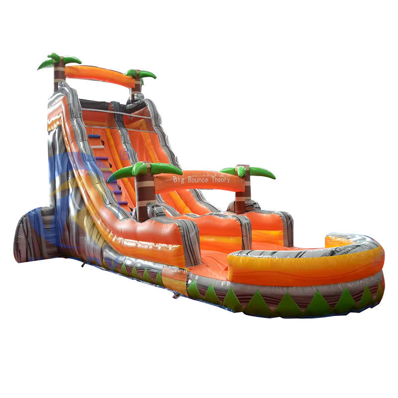 Promozione di eventi commerciali Orange Palm Slide gonfiabile con piscina e altro