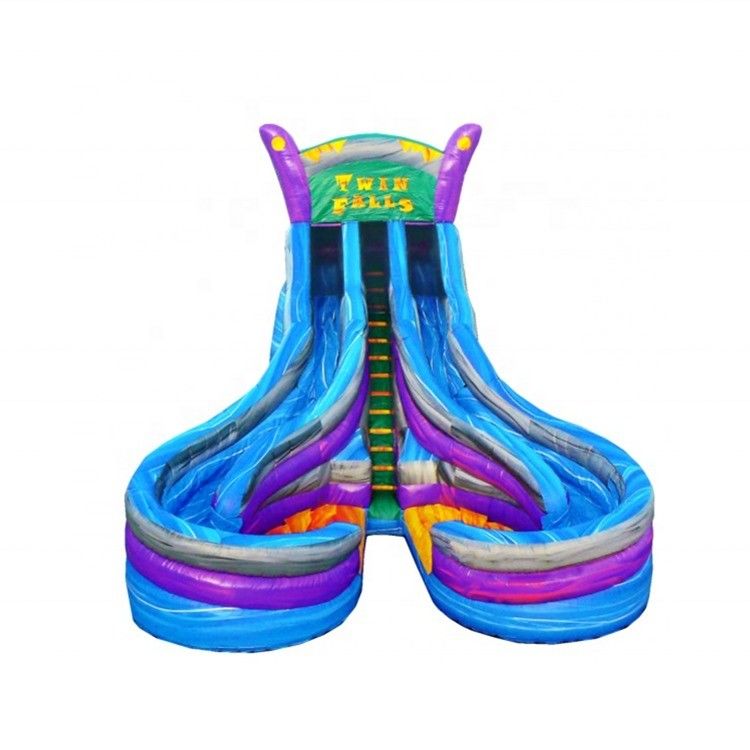 Giardino di gioco grande scivolo d'acqua gonfiabile con due corsie di scivolo bagnato e 0,55 mm di Plato PVC