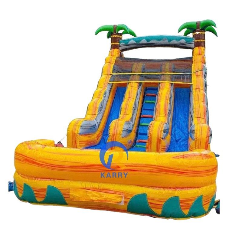 Articoli personalizzati colorato gonfiabile bouncer scivolo con piscina scivolo d'acqua di grado commerciale