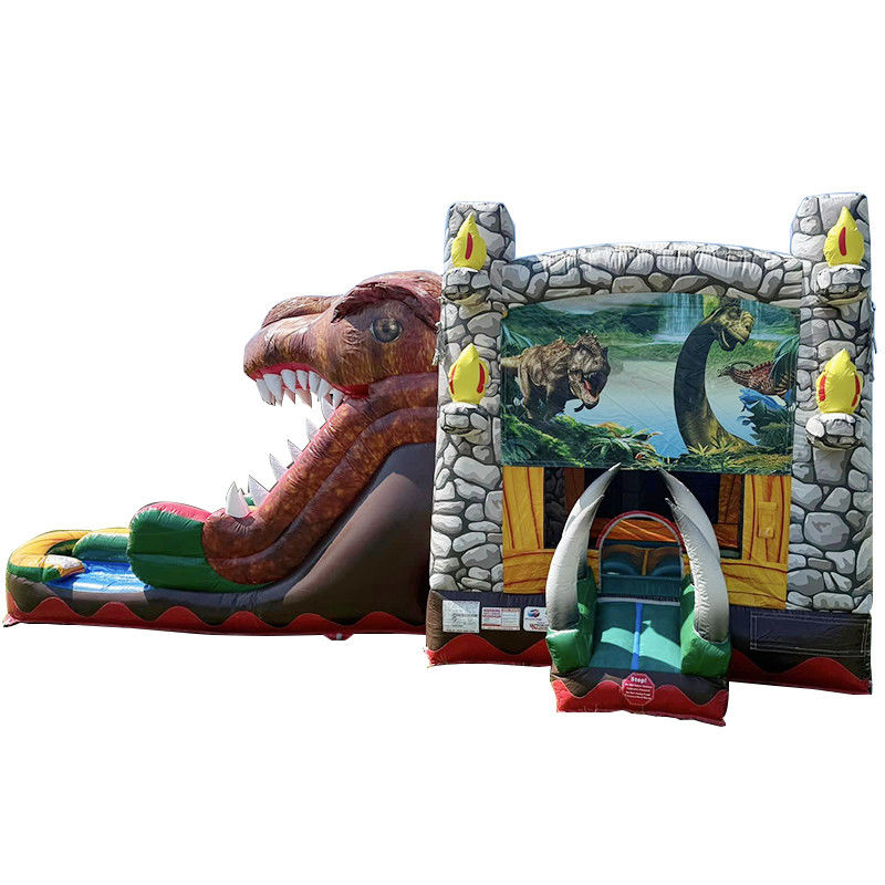 Noleggio di feste Must-Have Personalizzare Accettato Jurassic Dinosaur tema Commerciale PVC gonfiabile casa rimbalzata con scivolo