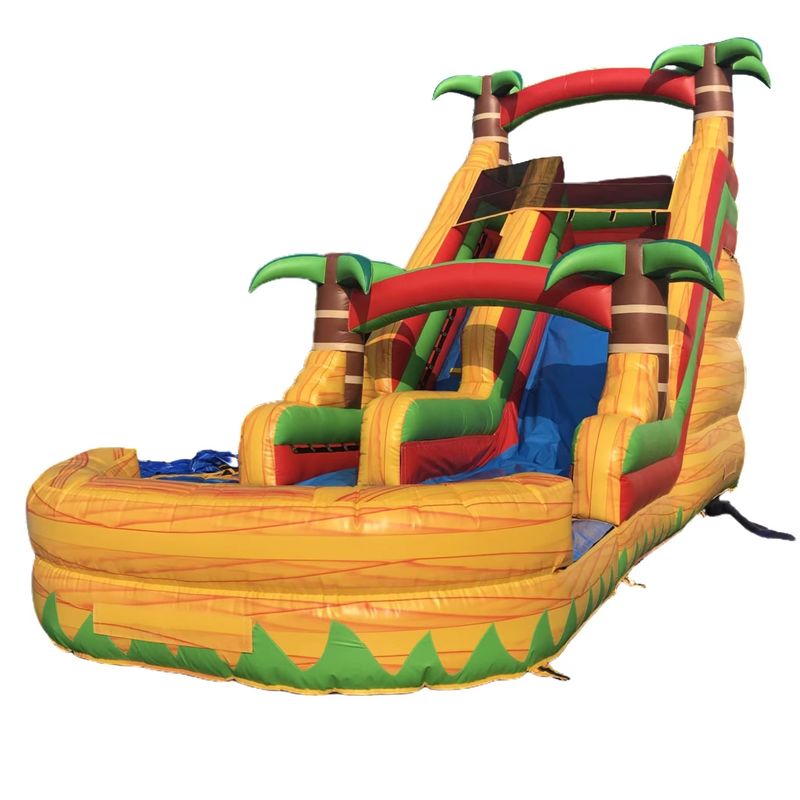 Occasione commerciale Dimensioni personalizzate Palma gonfiabile Single Wide Slide con piscina