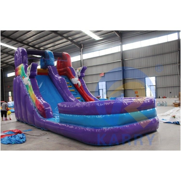 OEM accettato Mini Unicorn PVC Slide d'acqua gonfiabile con piscina e arrampicata