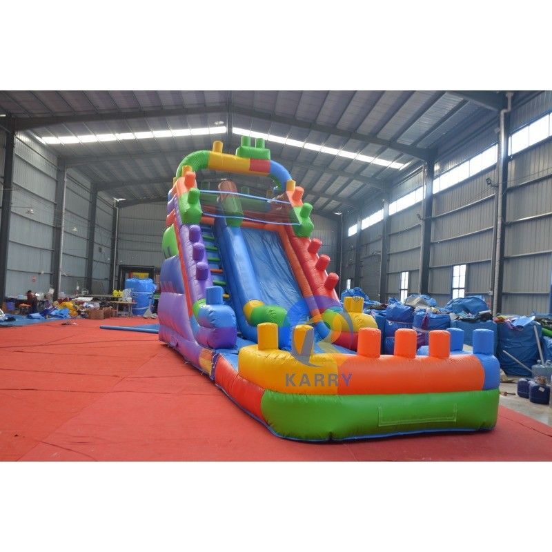 16' blocchi di costruzione bagnato/seco gonfiabile scivolo d'acqua casa rimbalzo combinazione per il gioco in famiglia