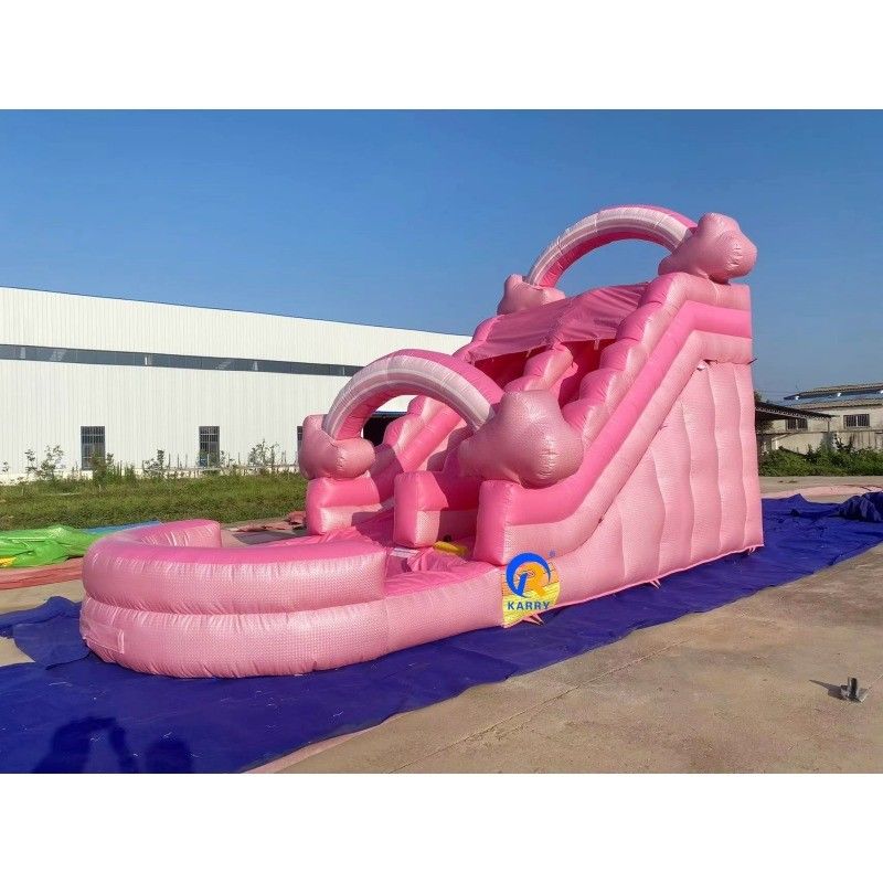 Unisex mega rosa scivolo gonfiabile con piscina e casa a rimbalzo