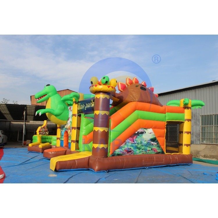 Commercial Grade Dino Park Air Bounce House Combo Slide Bouncers Jumpers per bambini