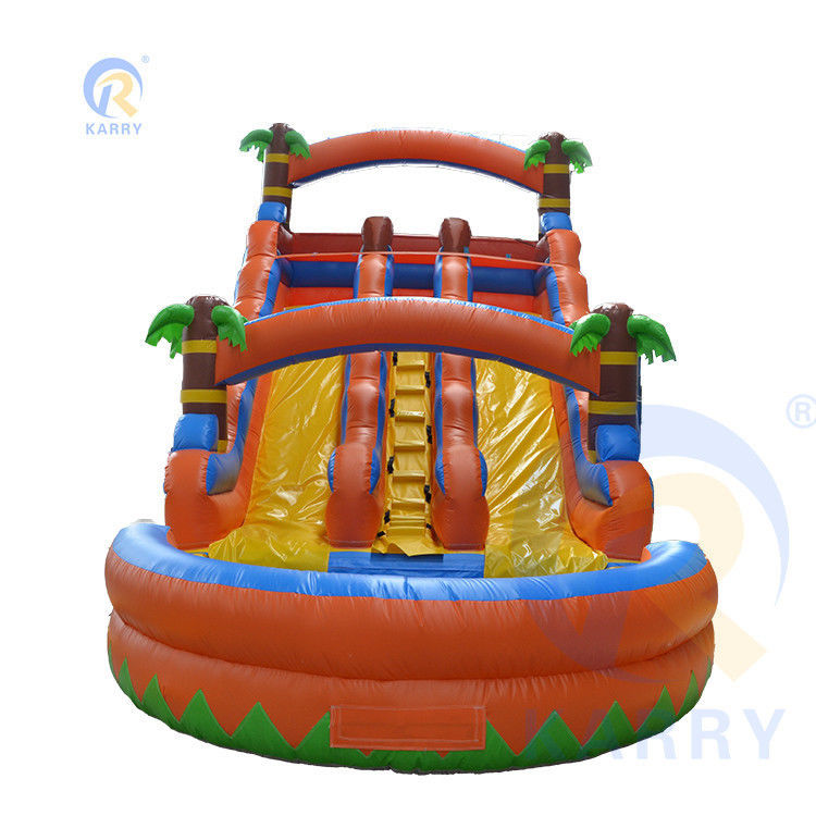 Spray Acqua Palm Tree Slide Combo Pool gonfiabile e doppio scivolo per il gioco dei bambini