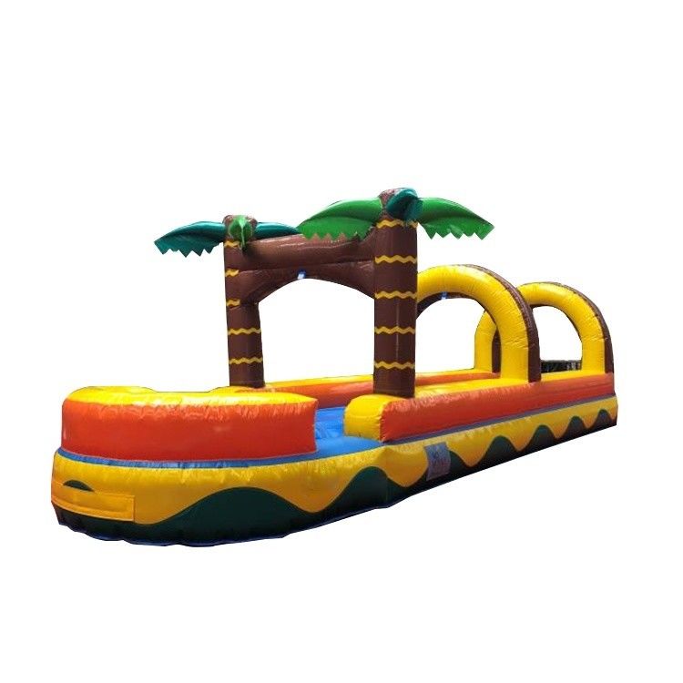 0.55mm PVC Tarpaulin Flat Slide Palm Tree Commercial Inflatable Water Slide per adulti