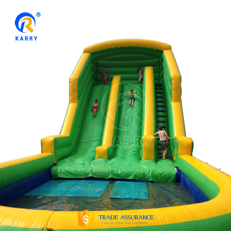 Certificato EN71 Combo di scivoli idraulici gonfiabili a doppia corsia per parco giochi per bambini all'aperto