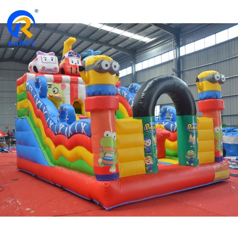 Tematica di circo Inflatabile castello a rimbalzo Combo di scivolo per saltare divertimento Capacità massima 100-500 kg