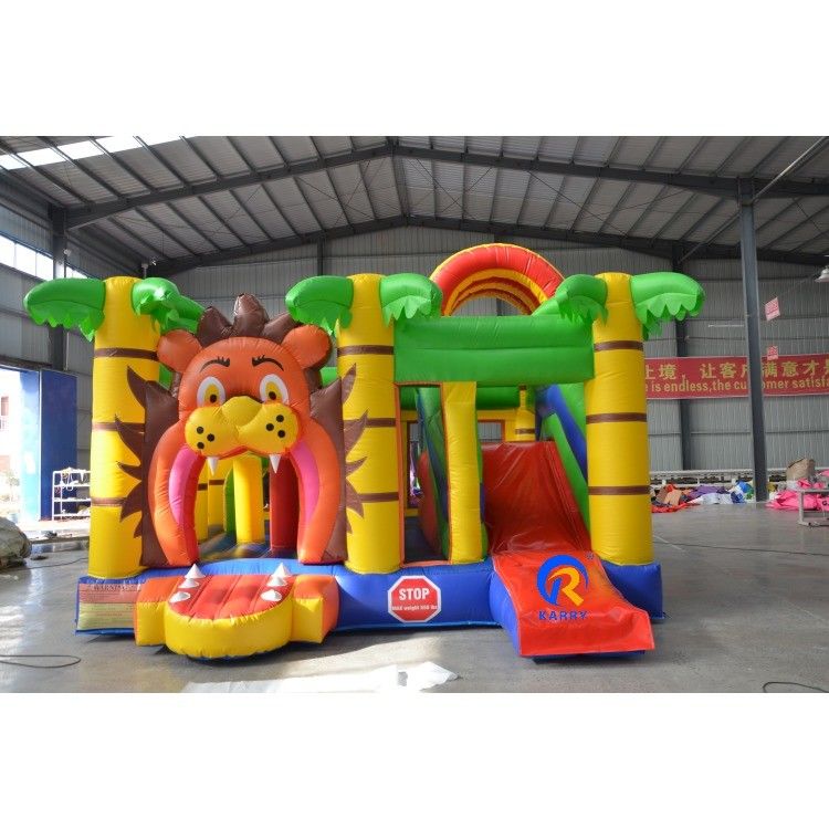 Personalizzare accettazione del leone di cartone animato PVC gonfiabile bouncer Slide Combo per il gioco dei bambini