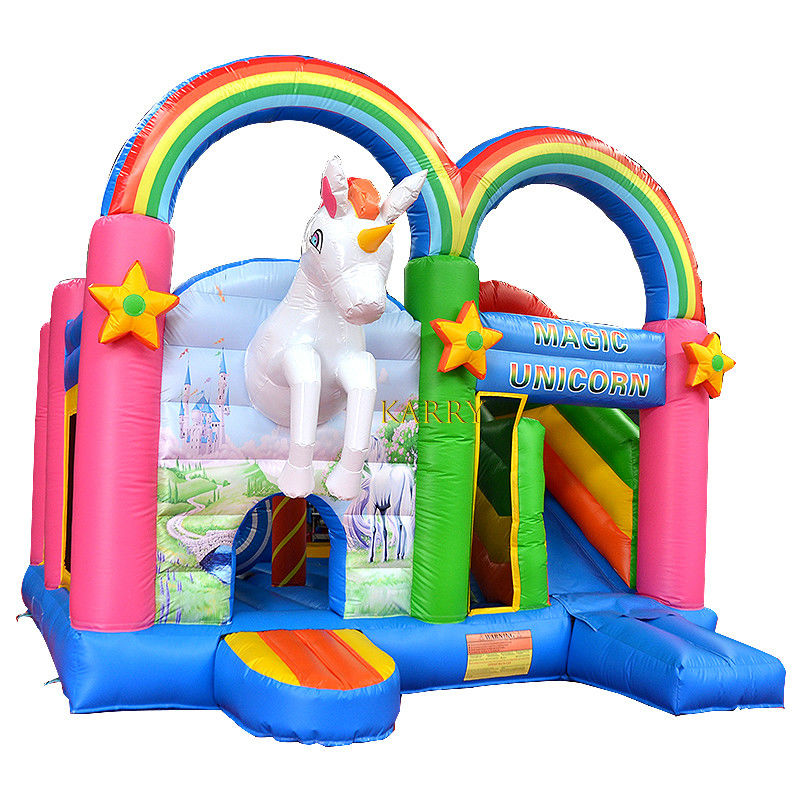 Unisex Rainbow Unicorn Bouncer Castello con scivolo Commerciale Bambini Playhouse gonfiabile