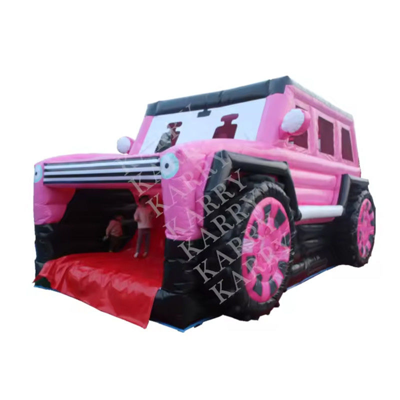 Blower con blower rosa jeep gonfiabile casa di rimbalzo con scivolo e bouncer per adolescenti