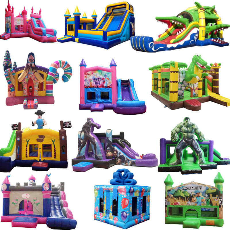 Unisex personalizzato colorato castello a balzo casa e scivolo d'acqua noleggio festa con soffiatore