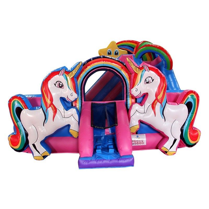 Gamma di età 14 anni in su Unicorn rosa gonfiabile Castello a rimbalzo Bouncer Combo per unisex