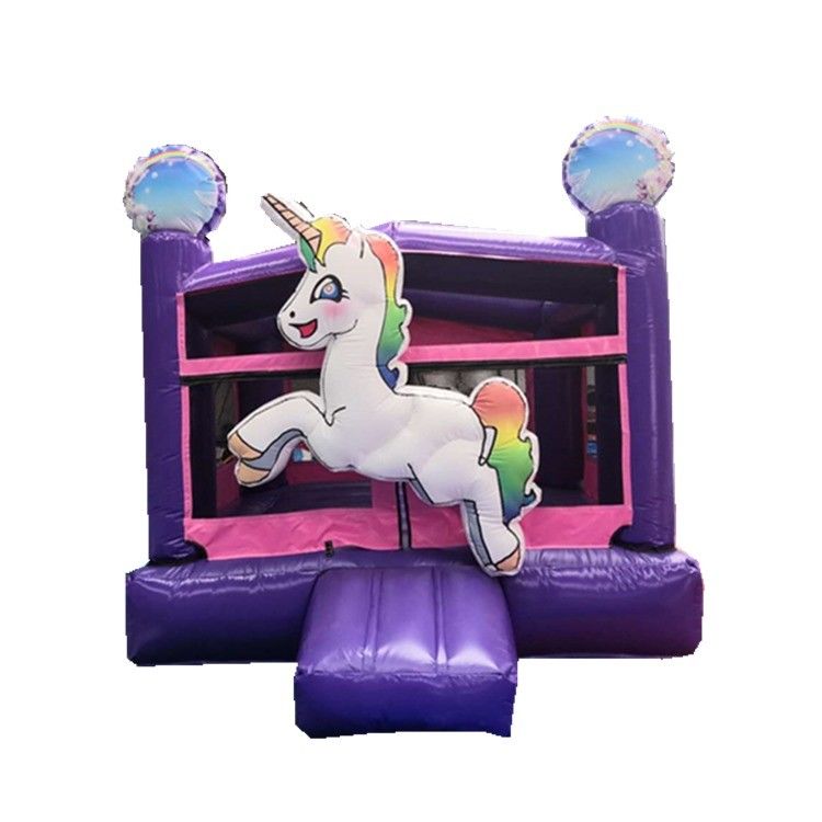 Stampa digitale Unicorno arcobaleno PVC inflatabile Castello viola Castello salta commerciale