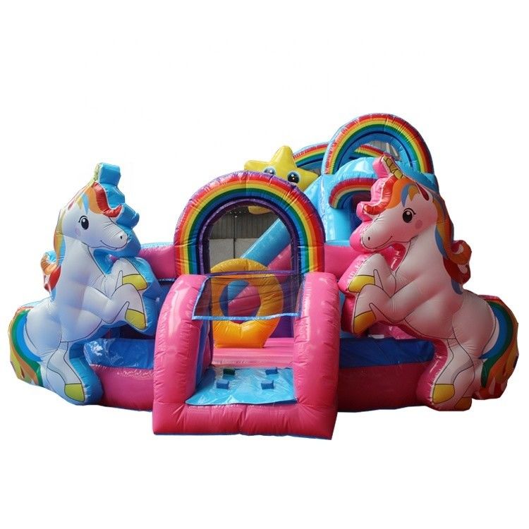Noleggio per feste commerciali 5x5.5m Inflatabile castello gonfiabile con slide unicorno